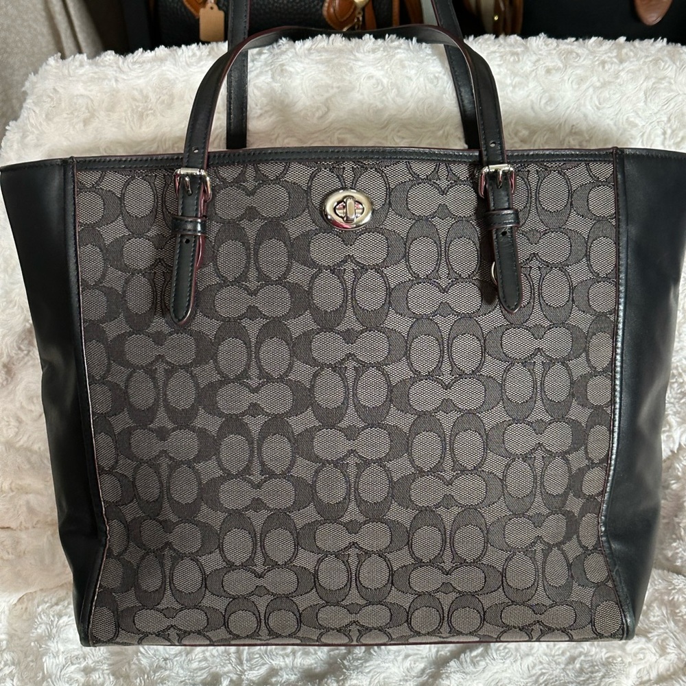 Coach Black and Brown Signature Tote